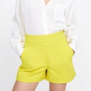 Zara High Waisted Shorts in Neon Yellow Size XS